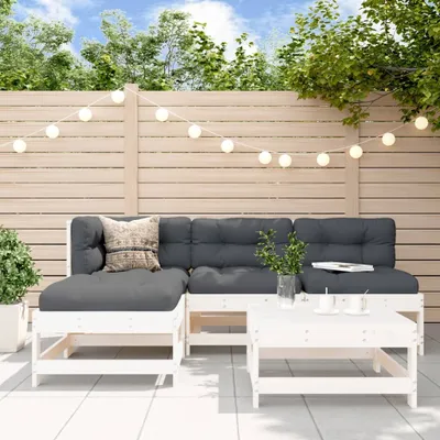 Produktbild von Design Möbel 5-tlg. Garten-Lounge-Set Weiß Massivholz Kiefer - 2024 Neu