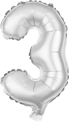 Produktbild von Folienballon Zahl 3 silber 100 cm