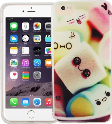 Produktbild von Handy Hülle für Apple iPhone 7 Cover Case Schutz Tasche Motiv Slim Silikon TPU Schriftzug Marshmallows