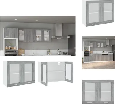 Immagine prodotto di vidaXL Armadio a muro vetro grigio Sonoma 80x31x60 cm materiale legno - Armadi da cucina