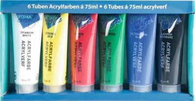 Produktbild von Stylex 28653 Acrylfarbe matt 6er-Set Farben in Tube à 75 ml