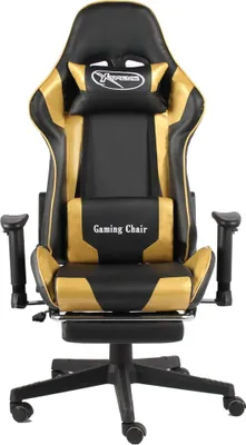 Produktbild von vidaXL Gaming-Stuhl mit Fußstütze Drehbar Golden PVC