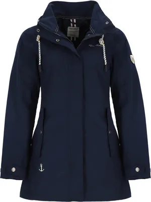 Produktbild von Dry Fashion Damen Funktionsmantel Leer mit abnehmbarer Kapuze - Taillierte Funktionsjacke wasserdicht und winddicht in Navy Größe 46