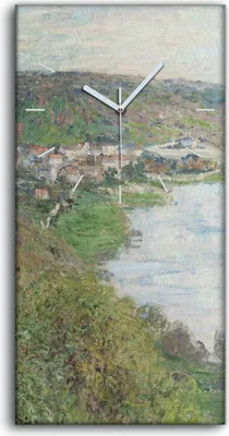 Produktbild von Wandbild Leinwand Bilder mit Uhr Geräuschlos 30x60 Ansicht von Vetheuil - weiße Hände