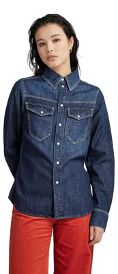 Productafbeelding van G-STAR RAW Dames slim fit denim shirt, blauw (kleur: deep sea, modelnummer: D23682-D252-G133)