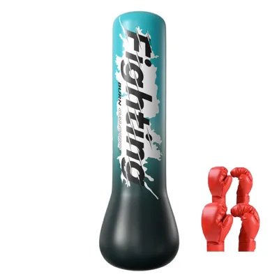 Produktbild von Boxsack Kinder aufblasbarer 150cm,Mit Eltern-Kind-Boxhandschuhen,Abriebfest&schlagfest,für Jungen&Mädchen zum Training von Karate&Taekwondo(Blau)