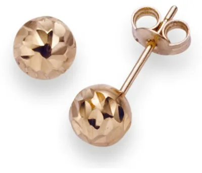 Produktbild von 6mm Kugel Ohrstecker Stecker Ohrschmuck 585 Gold Rotgold diamantiert Damen
