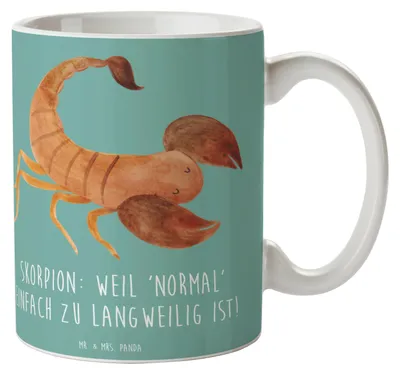 Produktbild von Mr. & Mrs. Panda Becher Skorpion Unikat - Meeresbrise - Geschenk, Sternzeichen, Keramiktasse, Leidenschaft, haferl, Teetasse, Tasse mit Spruch, Intensität, Geschenke