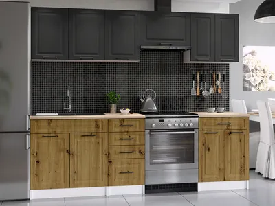 Obrázek produktu pro Kuchyňská linka INGRID 240cm - Grafit + dub artisan