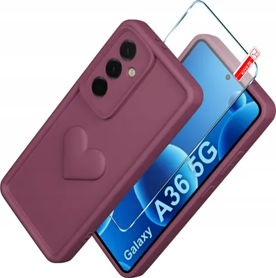 Produktbild von Etui für Samsung A36 5G aus mattem Silikon mit Herz + 9H-Schutzglas