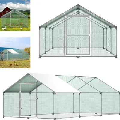 Obrázek produktu pro Kurník a výběh pro zvířata o rozměrech 3 x 6 x 2 metry, s pozinkovanou konstrukcí a UV-odolnou stříškou