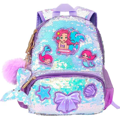 Produktbild von Kinderrucksack Mädchen Pailletten Meerjungfrau Lila 28 cm