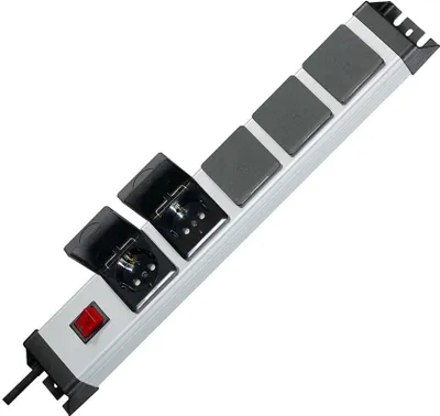 Produktbild von Kopp POWERversal, 1,4 m, IP20, Schwarz, Grau, 5 AC-Ausgänge, 3600 W, 16 A