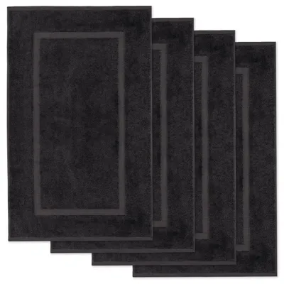 Produktbild von Lavea® 4er Set Badematte 50x80 cm, Badvorleger rutschfest, 100% Baumwolle Frottier, 800 g/m_ saugstark, waschbar 60°C, Serie Elena, Schwarz
