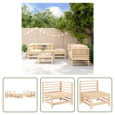 Produktbild von The Living Store 6-tlg. Garten-Lounge-Set Massivholz Kiefer
