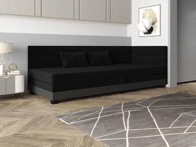 Obrázok produktu pre Jednolôžková čalúnená posteľ 90x195 NALINDA PLUS 2 - čierna / šedá