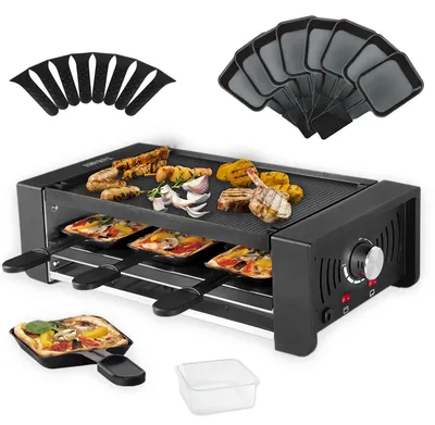 Raclette-Grill 3-in-1, 1500 W, für 8 Personen, Alu-Platte
