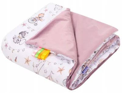 Obrázek produktu pro Jukki dětská deka 75x100 cm oboustranná – s výplní a senzorickými stužkami – Candy Circus & Heather Soft Velvet