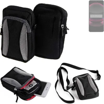 Produktbild von K-S-Trade Holster Schutz Hülle kompatibel mit Sharp Aquos R8s Pro Handy Hülle Gürteltasche Umhängetasche mit Zusatzfach schwarz