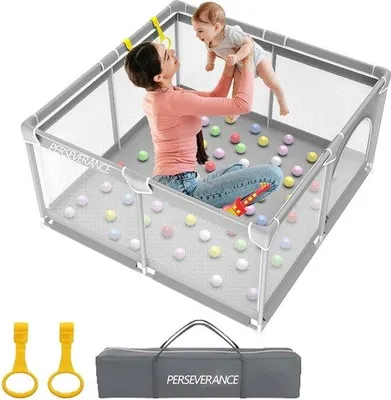Productafbeelding van Famanu speelhek, 125 cm, speelhek met veiligheidsdeur, ademend net, antislip, opvouwbaar