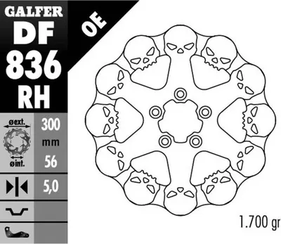 Produktbild von GALFER Bremsscheibe "DF836" Typ RH - Skull