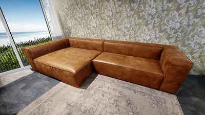 Produktbild von Sofa Summer XXL Ottomane Links Leder Cognac 354x156x71