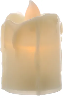 Produktbild von LED Kerze Mini - Kunststoff - gelb flackernde LED - H: 6cm, D: 4cm - Batteriebetrieb - beige