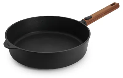 Bratpfanne Ø 28 cm, 7 cm hoch, antihaftbeschichtet, mit Holzstiel