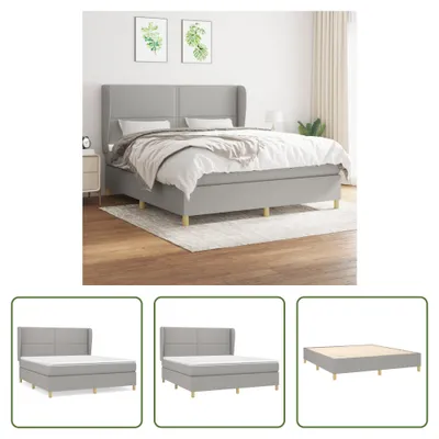 Produktbild von The Living Store Boxspringbett mit Matratze Hellgrau 180x200 cm Stoff
