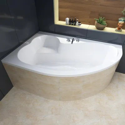 Produktbild von BADLAND Eckbadewanne Badewanne Mega LINKS 160x105 mit Ablaufgarnitur, Füßen und Styroporverkleidung GRATIS
