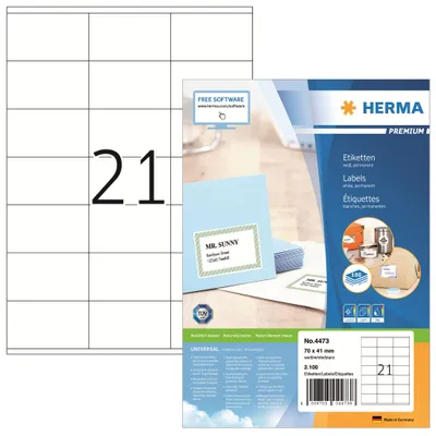 Produktbild von Etiketten Premium A4, weiß 70x41 mm Papier matt 2100 St.