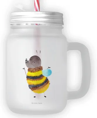 Produktbild von Mr. & Mrs. Panda getränkebecher Hummel flauschig - Transparent - Geschenk, Blume, Natur, Mason Jar, Glas, Trinkglas, mit Deckel, Biene, dessertglas, Cocktailglas