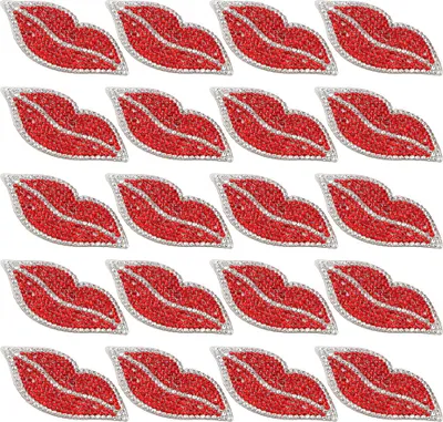 Immagine prodotto di Strass a labbro, 20 pezzi, resina rossa, applicazioni hotfix, per abbigliamento e decorazioni fai da te