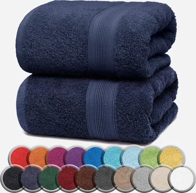 Produktbild von Frottier SAUNATÜCHER 2er Pack 80x200cm, 100% Baumwolle, Navy blau