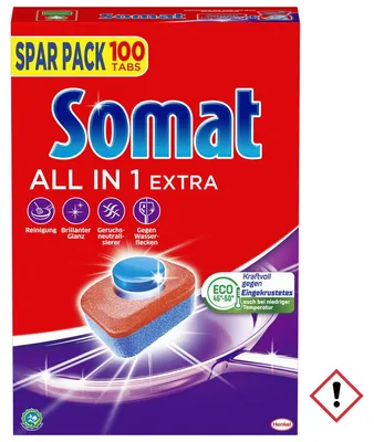 Produktbild von Somat Tabs 10 All in 1 Extra Sparpack Edelstahlglanz 100 Stück 1 Pack