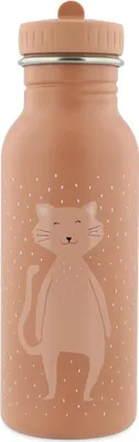 Productafbeelding van Trixie drinkfles 500 ml - roestvrijstalen kinderfles - Mrs. Cat - lekvrij - roze