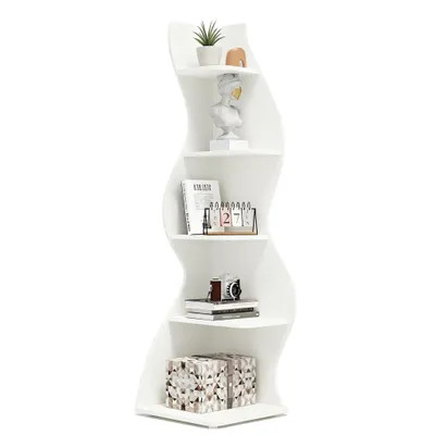 Produktbild von TWSOUL Eckregal Modernes 5-stöckiges Eckregal,Wellenförmiges Bücherregal 177cm*50cm*48cm