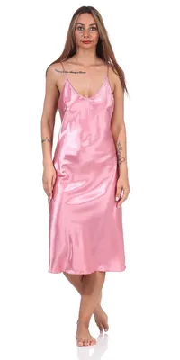 Produktbild von Damen Negligé Nachtwäsche Nachtkleid Dessous Satin; Altrosa M