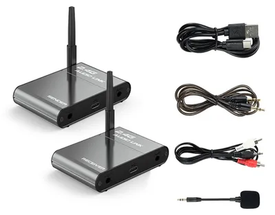 Obrázok produktu pre Bezdrôtový audio vysielač a prijímač 2,4 GHz s dosahom 150 m – Hi-Fi audio systém s nízkym oneskorením pre domáce kino, reproduktory a živé televízne vysielanie