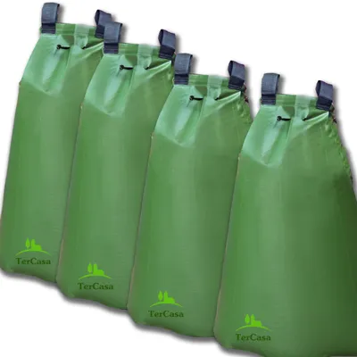 Imagen del producto de Bolsas de riego para árboles, de 75 litros, paquete de 4 unidades, con cremallera y asas para transporte, ideales para jardines y