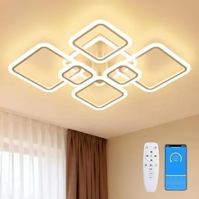 Obrázek produktu pro 120W, LED stropní svítidlo, 100 cm, moderní design | Stropní lampa, 3000-6500K, stmívatelná, s ovládáním pomocí aplikace a dálkového ovladače | Obývací pokojové světlo s funkcí paměti, noční světlo, stropní lampy vhodné do obývacího pokoje a ložnice