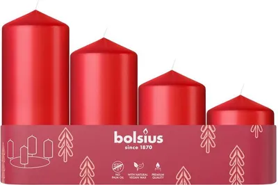 Zdjęcie produktu dla Świeca Pienkowa Bolsius Ass Try (4) Delikatna Czerwień