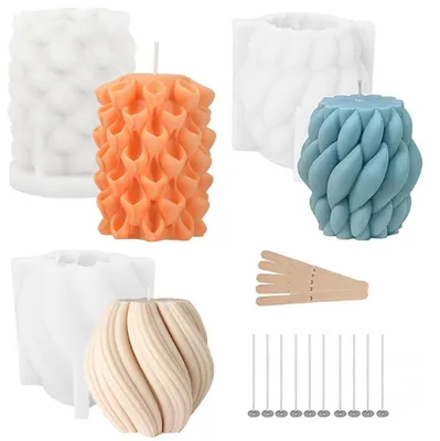 Productafbeelding van Kaarsenmal, 3 stuks, siliconen, 3D set voor decoraties en geurkaarsen