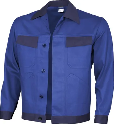 Produktbild von Qualitex Arbeitsjacke - basic Werkstattjacke (2-farbig) BW 240 - faserverstätkte Baumwolle - in Farbe: kornblau/marine - Herren: 64 - Damen: 58