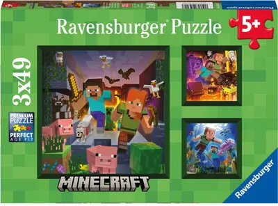 Obrázok produktu pre Puzzle 3x49 dielikov Ravensburger - Minecraft