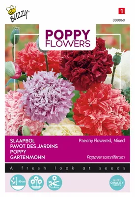 Produktbild von Buzzy Poppy Flowers Mohn Paeoniflorum Gef. Misch. Samen - Ca. 1 gr | Buzzy_080860