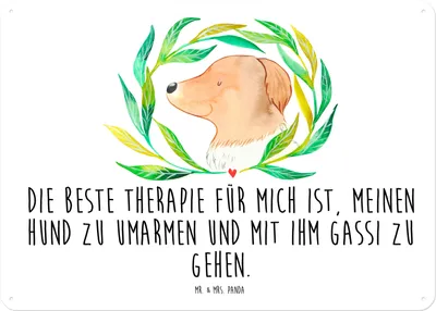 Produktbild von Mr. & Mrs. Panda tafel Hund Blumen DIN A4 - Weiß - Geschenk, Magnetschild, Hunde, Wandschild, Gassi gehen, Hundespruch, Schild, Sprüche, Türschild, Wandbild, Umarmen