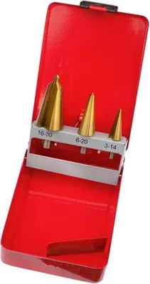 Produktbild von 3 tlg. HSS-TIN Stufenbohrerset Konusbohrerset Schälbohrerset Metallbohrerset