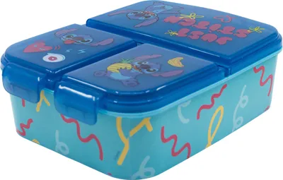 Obrázok produktu pre Box na obed s 3 priehradkami Lilo&Stitch box na obed v modrej farbe Box na raňajky pre deti
