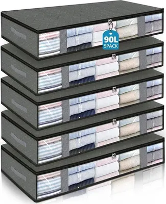 Produktbild von Famanu Unterbett Aufbewahrungsboxen mit Deckel und Griff - Set von 5